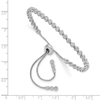 Sterling Shimmer Sterling Silver Rhodium-plated 44 Stone CZ Adjustable Bracelet — alternate view