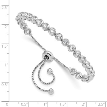 Sterling Shimmer Sterling Silver Rhodium-plated 26 Stone CZ Adjustable Bracelet — alternate view