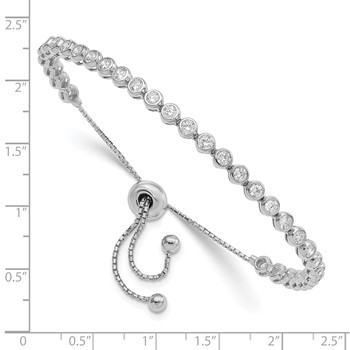 Sterling Shimmer Sterling Silver Rhodium-plated 33 Stone CZ Adjustable Bracelet — alternate view