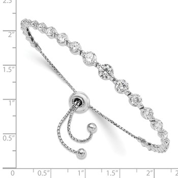 Sterling Shimmer Sterling Silver Rhodium-plated 29 Stone CZ Adjustable 5 inch up to 8.75 inch Bracelet — alternate view