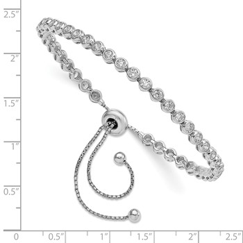 Sterling Shimmer Sterling Silver Rhodium-plated 34 Stone CZ Adjustable 5 inch up to 9 inch Bracelet — alternate view