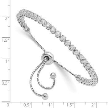 Sterling Shimmer Sterling Silver Rhodium-plated 39 Stone CZ Adjustable Bracelet — alternate view