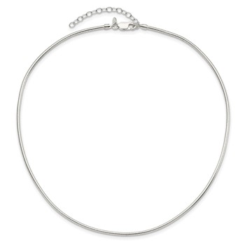 Sterling Silver Round 2mm w/2in. Ext Neckwire Chain — alternate view