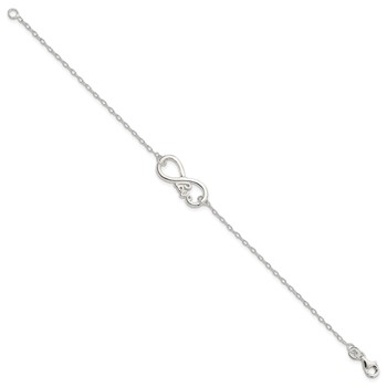 Sterling Silver Polished infinity Sign w/LOVE 7.5 inch Bracelet — alternate view