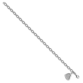 Sterling Silver Rhodium-plated Glitter Enamel Heart Bracelet — alternate view
