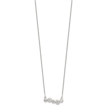 Sterling Silver Polished 5 Bezel Set CZs 16in Bar Necklace — alternate view