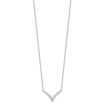 Sterling Silver Fancy-V Bar CZ  Necklace — alternate view