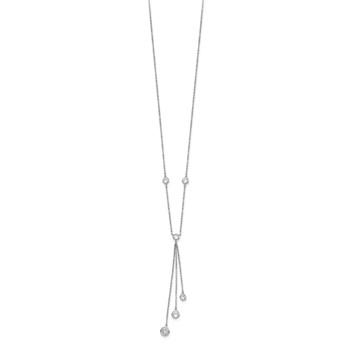 Sterling Silver Rhodium-plated CZ Y-Drop Necklace — alternate view