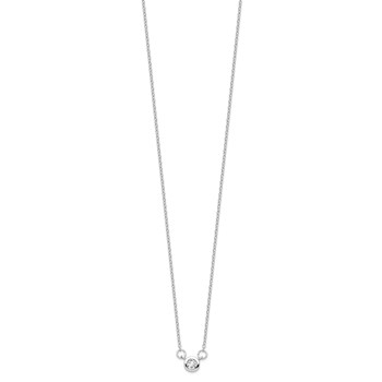 Sterling Silver Rhodium-plated 19in Bezel-set 5mm CZ Necklace — alternate view