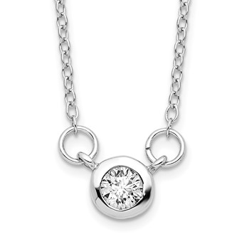 Sterling Silver Rhodium-plated 19in Bezel-set 5mm CZ Necklace