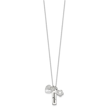 Sterling Silver Enameled INSPIRE Crystal Heart Necklace — alternate view