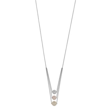 Sterling Silver Gold-plated and Rose-plated CZ w/2in ext Necklace — alternate view