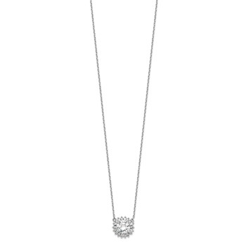 Sterling Silver Rhodium-plated CZ w/2in ext. Fancy Necklace — alternate view