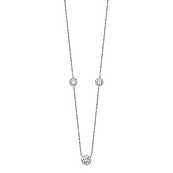Sterling Silver Rhodium-plated 3 Station CZ Necklace — alternate view