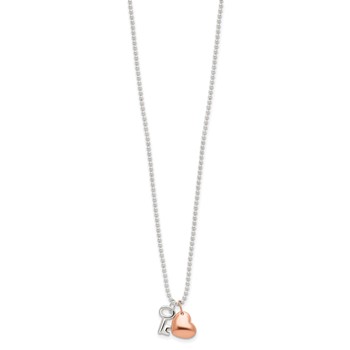 Sterling Silver Rose-tone Heart and Key 19 inch Necklace — alternate view