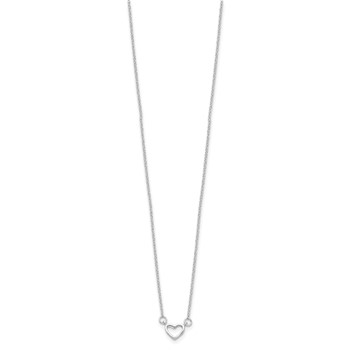 Sterling Silver Rhodium-plated Heart 17 inch Plus 2in ext. Necklace — alternate view