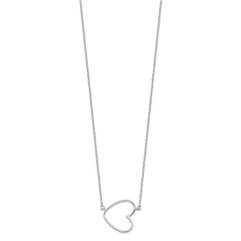 Sterling Silver Rhodium-plated 16in w/2in ext. Heart Necklace — alternate view