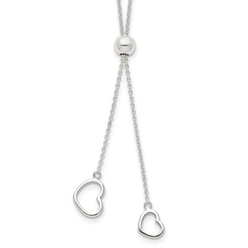 Sterling Silver Polished 2-Heart Adjusts up to 19.5 inch Necklace