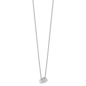 Sterling Silver Rhodium-plated 18in Hearts Necklace — alternate view