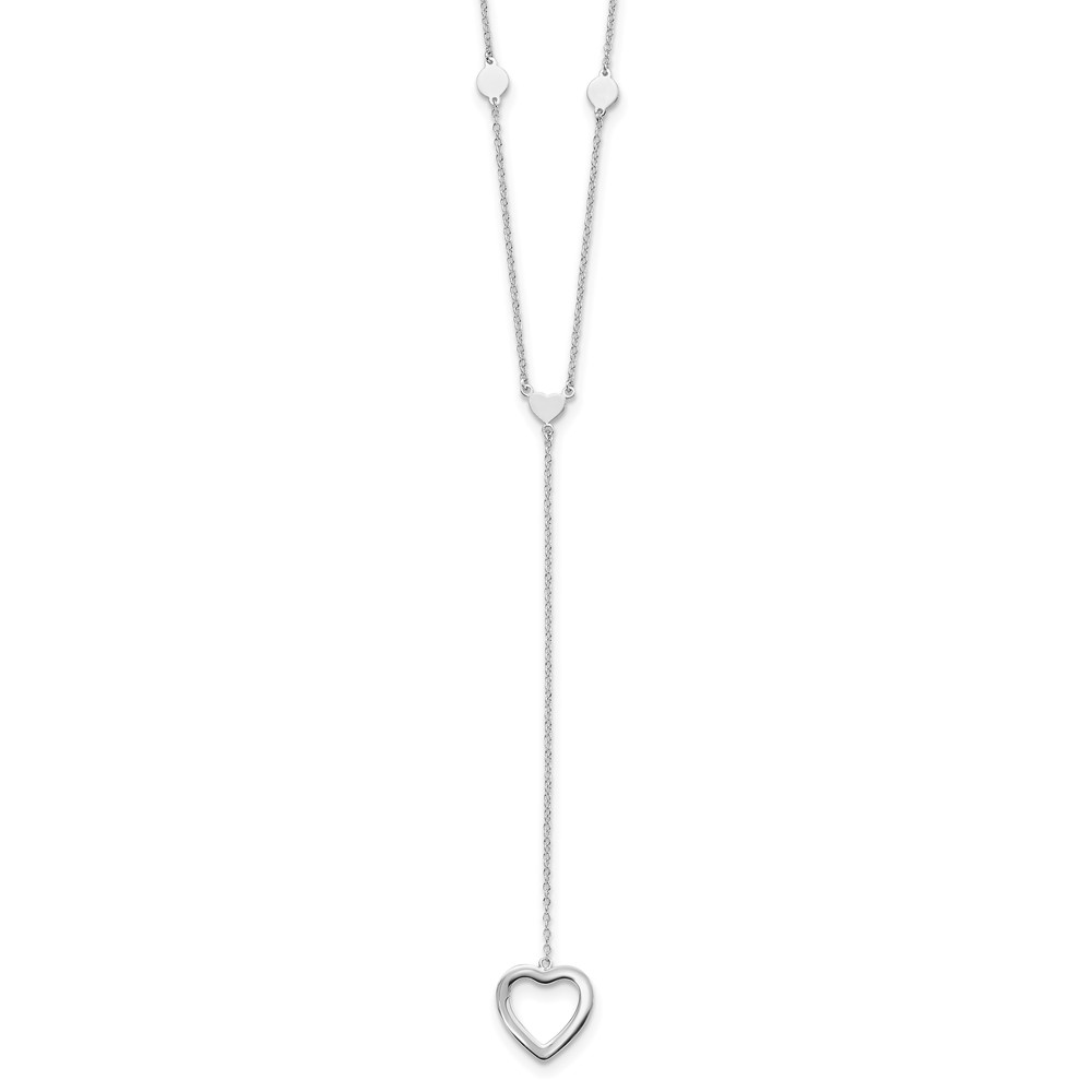 Sterling Silver Rhodium-plated Hearts w/2in ext. Y-Necklace