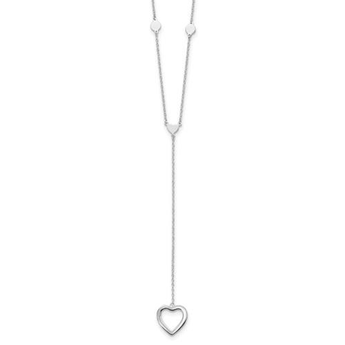 Sterling Silver Rhodium-plated Hearts w/2in ext. Y-Necklace