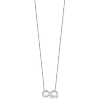 Sterling Silver Rhodium-plated CZ Infinity LOVE Necklace — alternate view