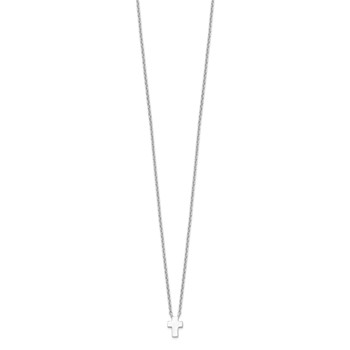 Sterling Silver Rhodium-plated w/2in ext. Polished Cross Necklace — alternate view