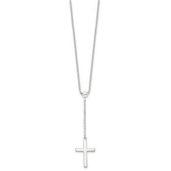 Sterling Silver Polished Cross Adjusts up to 23.5 inch Necklace — alternate view