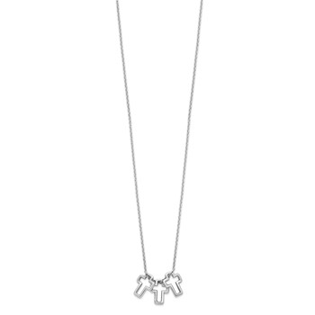 Sterling Silver Rhodium-plated 18in 3-Cross Necklace — alternate view
