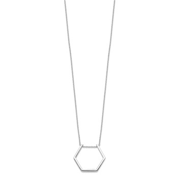 Sterling Silver Rhodium-plated Hexagon Necklace — alternate view