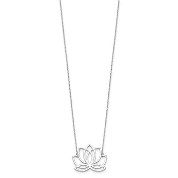 Sterling Silver Rhodium-plated Polished Lotus Flower 18 inch Necklace — alternate view