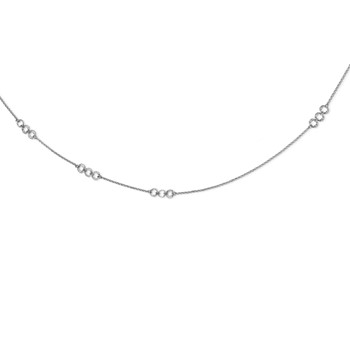 Sterling Silver Rhodium-plated Diamond-cut Circles Necklace — alternate view