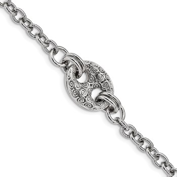 Sterling Silver Rhodium-plated Fancy Swirls Bracelet