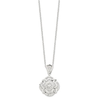 Sterling Silver Diamond Cut Fancy Necklace — alternate view