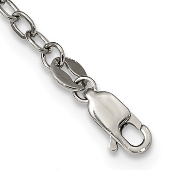 Sterling Silver CZ Open Oval Necklace — alternate view