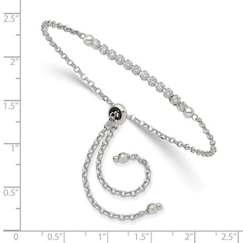 Sterling Silver Rhodium-plated CZ Adjustable Bracelet — alternate view