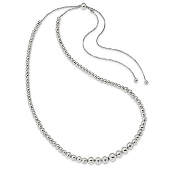 Sterling Silver Graduated Beads Adjustable Necklace — alternate view