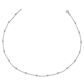 Sterling Silver Rhodium-plated Diamond-cut Beaded Necklace — alternate view