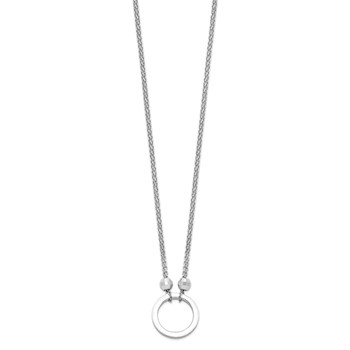 Sterling Silver Rhodium-plated Circle w/Diamond-cut Beads Necklace — alternate view