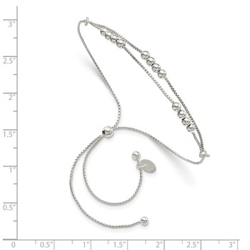 Sterling Silver Polished Beaded 2-Strand Adjustable Bracelet — alternate view