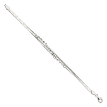 Sterling Silver Polished 3-Strand 7.5in Bracelet — alternate view