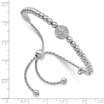 Sterling Silver RH-plated Beaded Saint Medal 5in to 8.25in Bracelet — alternate view