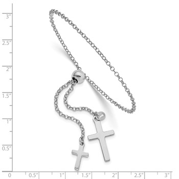 Sterling Silver Rhodium-plated Cross Adjustable 5in to 8.75in Bracelet — alternate view