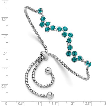 Sterling Silver Rhodium-plated Blue Zircon Adjustable Bracelet — alternate view