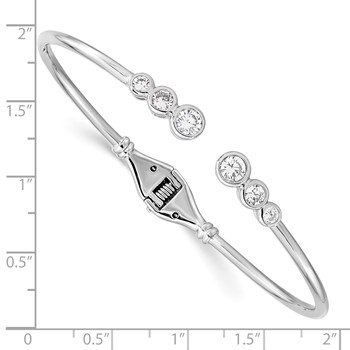 Sterling Silver Rhodium-plated CZ Hinged Bangle Cuff Bracelet — alternate view