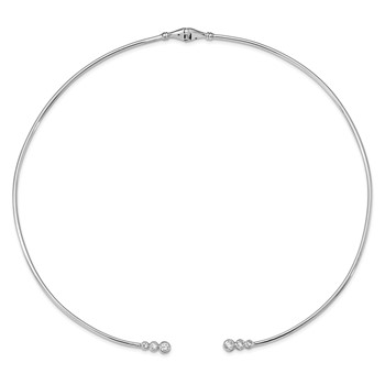 Sterling Silver Rhodium-plated CZ Hinged Neck Wire — alternate view