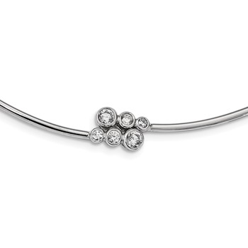 Sterling Silver Rhodium-plated CZ Hinged Neck Wire