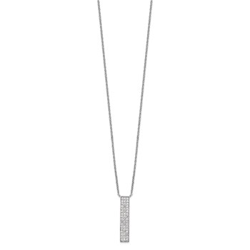 Sterling Silver Rhodium-plated CZ Dangle Bar Necklace — alternate view