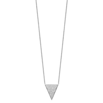 Sterling Silver Rhodium-plated CZ Triangle Dangle Necklace — alternate view