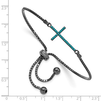 Sterling Silver Black-Rhodium Dyed Howlite Cross Adjust. Bracelet — alternate view